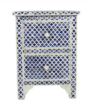 Load image into Gallery viewer, Linda_Bone Inlay 2 Drawer Bed Side Table
