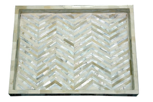 Ivory Serving Tray Chevron Pattern Tray _51 x 38 cm