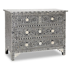 Magdalene Bone Inlay Chest of Drawer with 4 Drawers_ 104 cm Length
