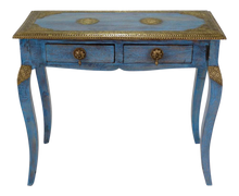Load image into Gallery viewer, Nathan_Solid Indian Wood Brass inlaid console table_Vanity Table_95 cm
