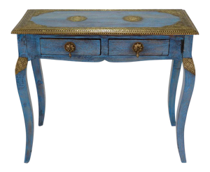 Nathan_Solid Indian Wood Brass inlaid console table_Vanity Table_95 cm