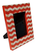Load image into Gallery viewer, Ellen_Zig Zag Pattern Bone Inlay Photo Frame in Rust Color
