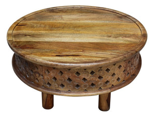 Rocco_Solid Indian Wood Carved Round Coffee Table_76 Dia cm