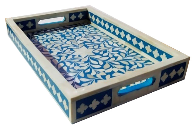 Lopez_Bone Inlay Tray with Floral Pattern_ 40 x 25 cm