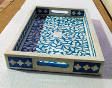 Load image into Gallery viewer, Lopez_Bone Inlay Tray with Floral Pattern_ 40 x 25 cm
