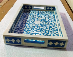 Lopez_Bone Inlay Tray with Floral Pattern_ 40 x 25 cm