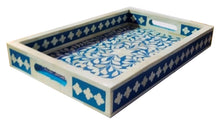 Load image into Gallery viewer, Lopez_Bone Inlay Tray with Floral Pattern_ 40 x 25 cm
