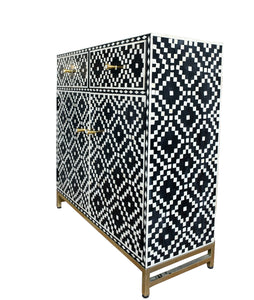 Harris Bone inlay cabinet with 2 drawers & 2 doors_ 90 cm Length