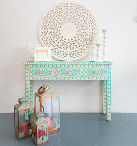 Nida Bone Inlay Console Table with 3 Drawers_Vanity Table_120 cm