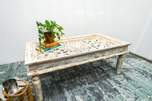 Load image into Gallery viewer, Lily_Solid Wooden Carved Coffee Table with Glass Top
