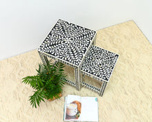 Load image into Gallery viewer, Margo_Bone Inlay Set of 2 Nesting table_Floral
