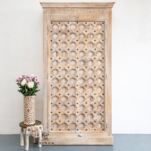 Saritha Hand Carved Wooden Almirah_Cupboard_Height 190 cm