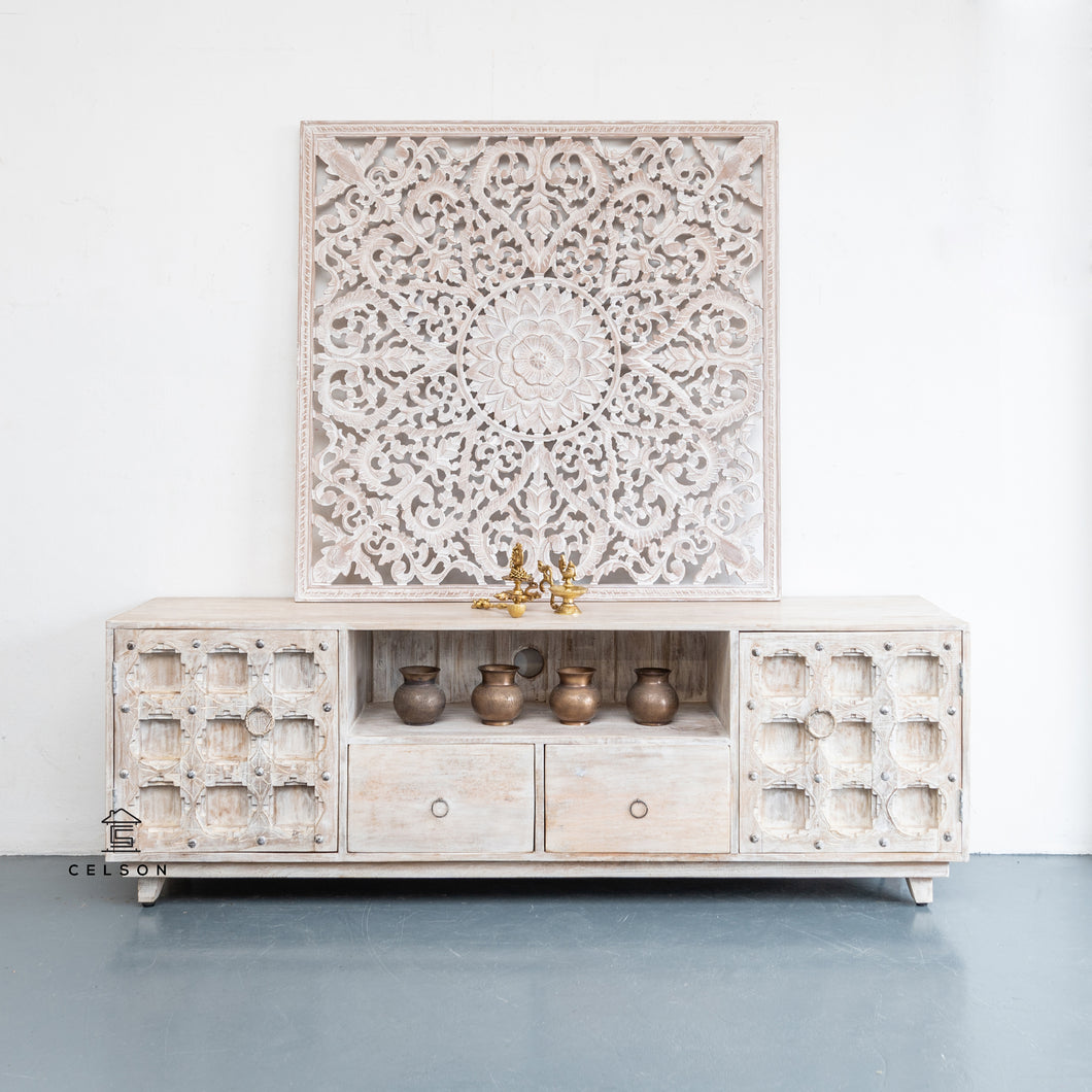 Adam_Solid Indian Wood TV Console_ Hand Carved TV Cabinet