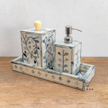 Load image into Gallery viewer, Mark Bone Inlay Vanity Accessories_Bathroom Set of 3 in Floral Pattern
