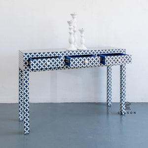 Rubina_Bone Inlay Console Table with 3 Drawers_Vanity Table_130 cm