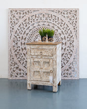 Load image into Gallery viewer, Raima Hand Carved Solid Indian Wooden Bedside Table
