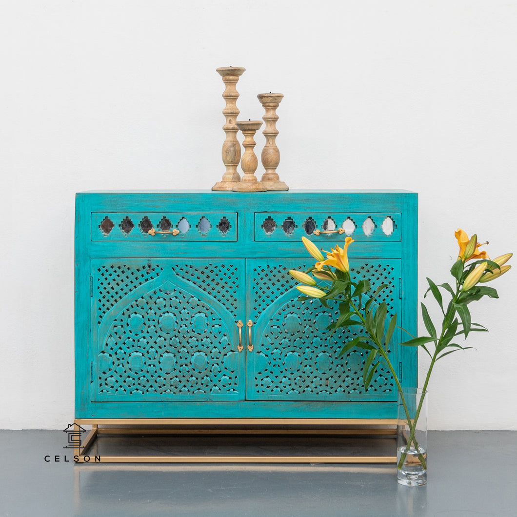Jade _Hand Carved Wooden Sideboard_Buffet_Cabinet_120 cm