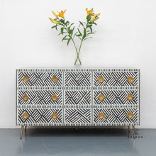 Load image into Gallery viewer, Aiman_ Bone Inlay Chest of Drawer with 9 drawers_ 153 cm Length
