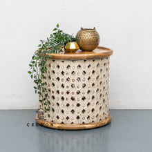 Load image into Gallery viewer, Eva_Solid Mango Wood Hand Carved Jali Table_Storage Side Table
