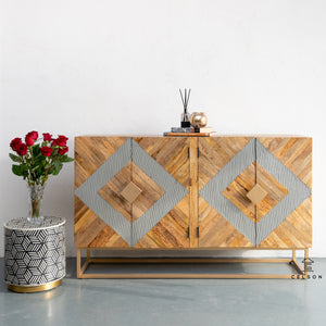 Wivan_ Hand Carved Solid Indian Wood Sideboard