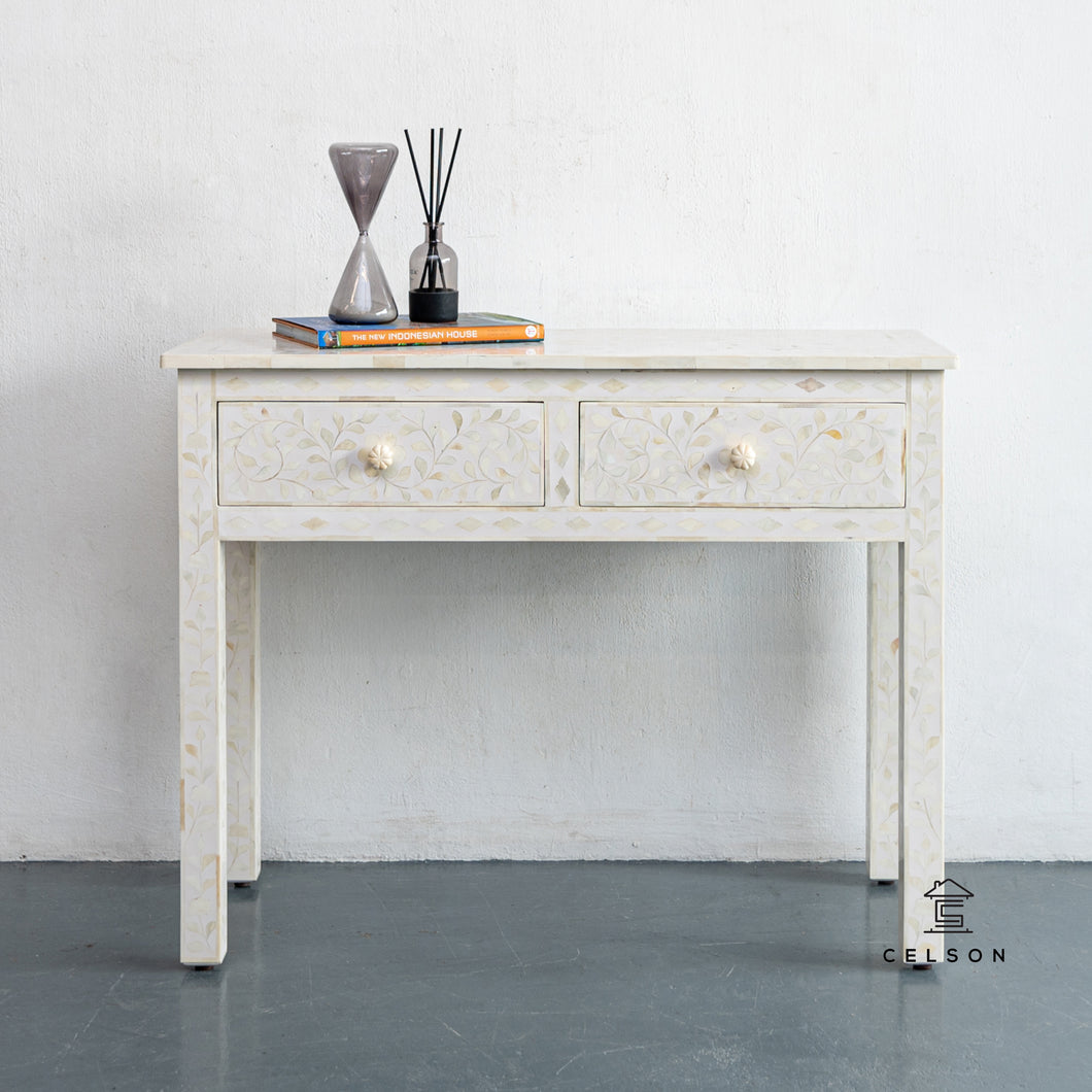 Ivan_Bone Inlay Console Table with 2 Drawers_Vanity Table_100 cm