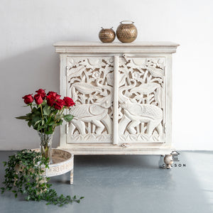 Peter_Hand Carved Solid Indian Wood Chest_Cabinet_Sideboard_ 90 cm Length