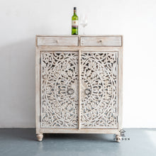 Load image into Gallery viewer, Rory_Hand Carved Bar Cabinet_White washed

