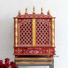 Load image into Gallery viewer, Mira_Hand Carved Wooden Altar_Wooden Mandir_Prayer Mandir_Altar_Available in 7 colors
