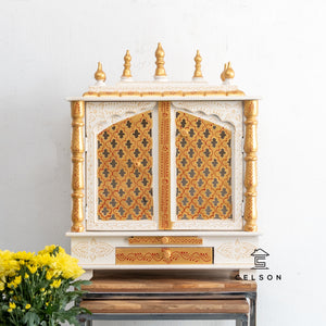 Mira_Hand Carved Wooden Altar_Wooden Mandir_Prayer Mandir_Altar_Available in 7 colors