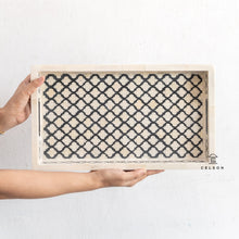 Load image into Gallery viewer, Himani Bone Inlay Tray Moroccan Pattern Tray
