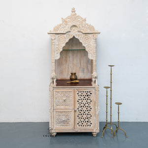 Bhavya_Hand Carved Wooden Altar_Wooden Mandir_Prayer Mandir_Altar