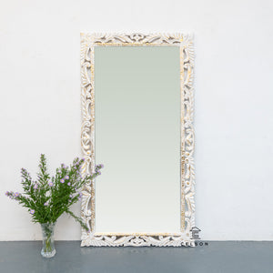 Kaiina_Solid Indian Wood Hand Carved Mirror_Available in various sizes