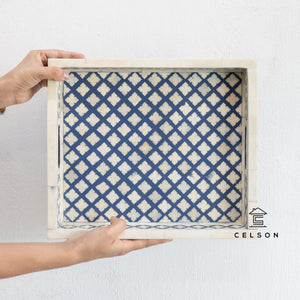 Jill_ Bone Inlay Moroccan Pattern Tray in Blue