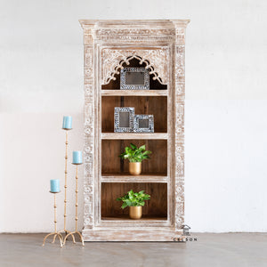 Evan_Rustic Solid Wood Arched Bookcase_Display Unit_Bookshelf
