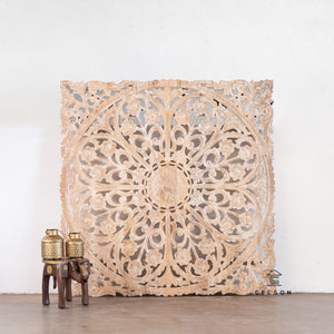Kathy_Indian Wood Hand Carved Wall Panel_Carved Head Board_150 x 150cm