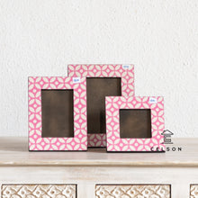 Load image into Gallery viewer, Michaela_Geometric Pattern Bone Inlay Photo Frame in Pink
