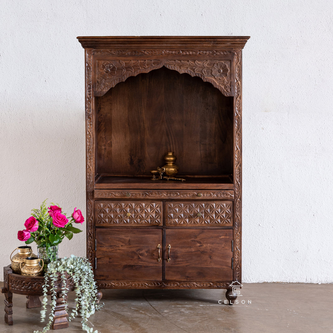 Radha_Hand Carved Wooden Altar_Wooden Mandir_Prayer Mandir_Altar