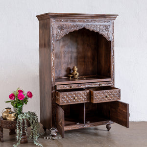 Radha_Hand Carved Wooden Altar_Wooden Mandir_Prayer Mandir_Altar
