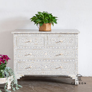 Jesse Bone Inlay Chest of Drawer with 4 Drawers_ 105 cm Length