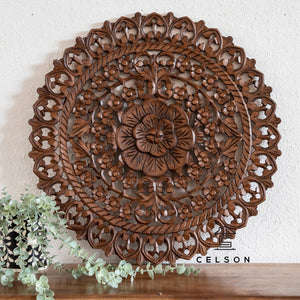 Niama_Wooden Hand Carved Mandala_ Wall Panel_60cm dia_Available in 6 colors
