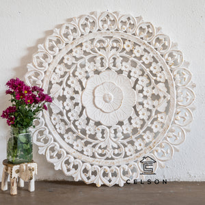 Niama_Round Carved Wooden Wall Panel _Wall Decor_90cm dia__Available in 6 colors