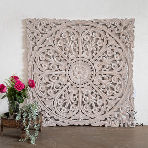 Cibu_Square Carved Wooden Wall Panel _Wall Decor_Mandala_114 x 114cm_Available in 5 colors