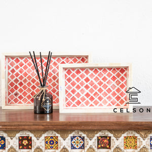 Hailey_Bone Inlay Moroccan Pattern Tray in Red