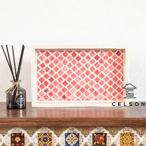 Hailey_Bone Inlay Moroccan Pattern Tray in Red