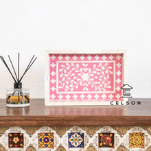 Load image into Gallery viewer, Aliza_Bone Inlay Floral Pattern Tray in Pink
