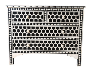 Kat Bone Inlay chest of drawer with 4 drawers_ 104 cm Length