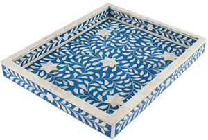 Vincent Bone Inlay Tray with Floral Pattern_ 41 x 30 cm