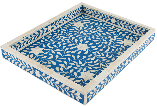 Vincent Bone Inlay Tray with Floral Pattern_ 41 x 30 cm