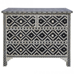 Reva Bone Inlay Chest of Drawer with 4 Drawers_ 104 cm Length