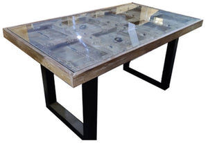 Quincy Solid Wood Dining Table with Glass Top